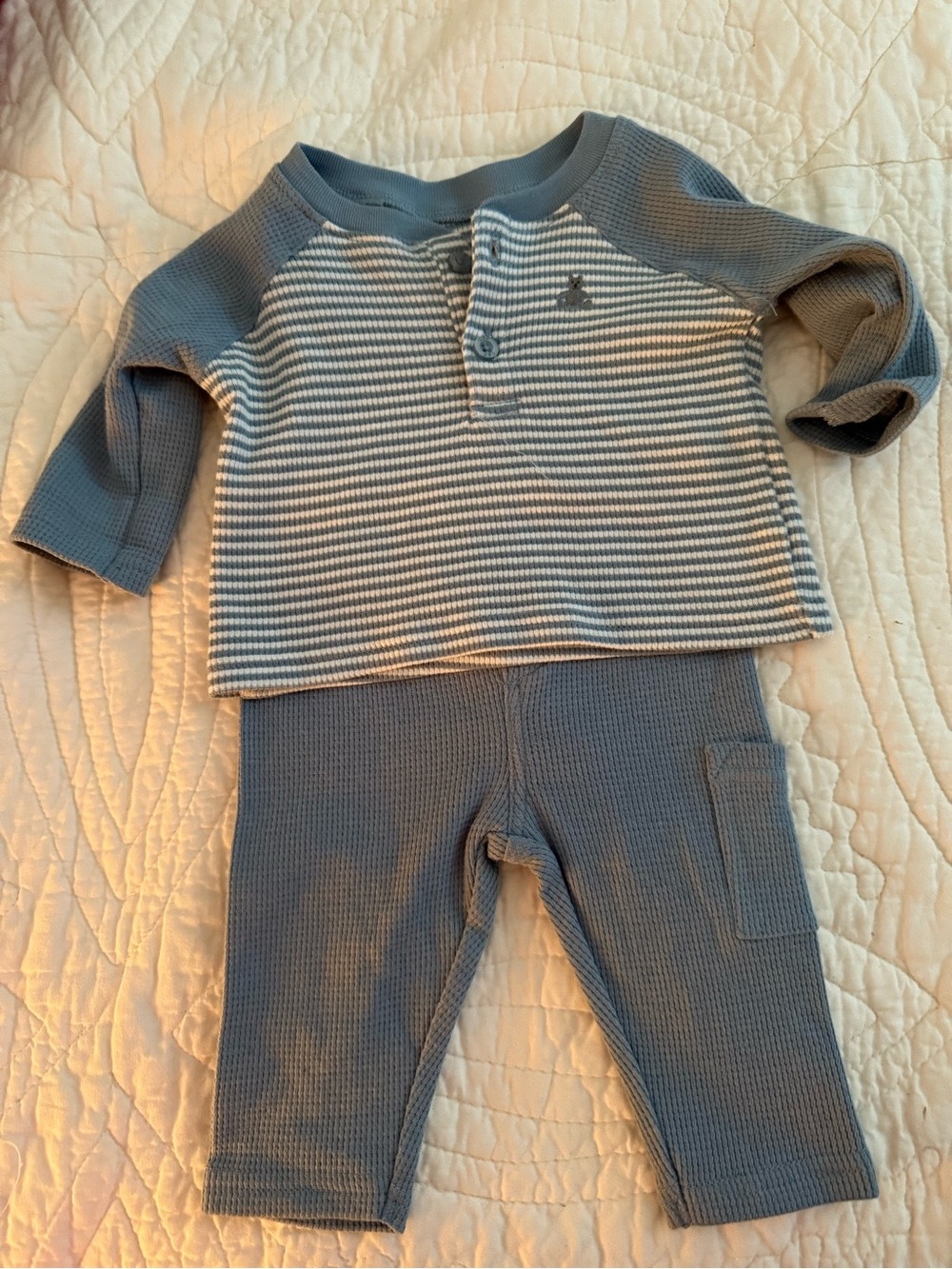 GAP Blue and White Waffle Knit Baby Matching Set